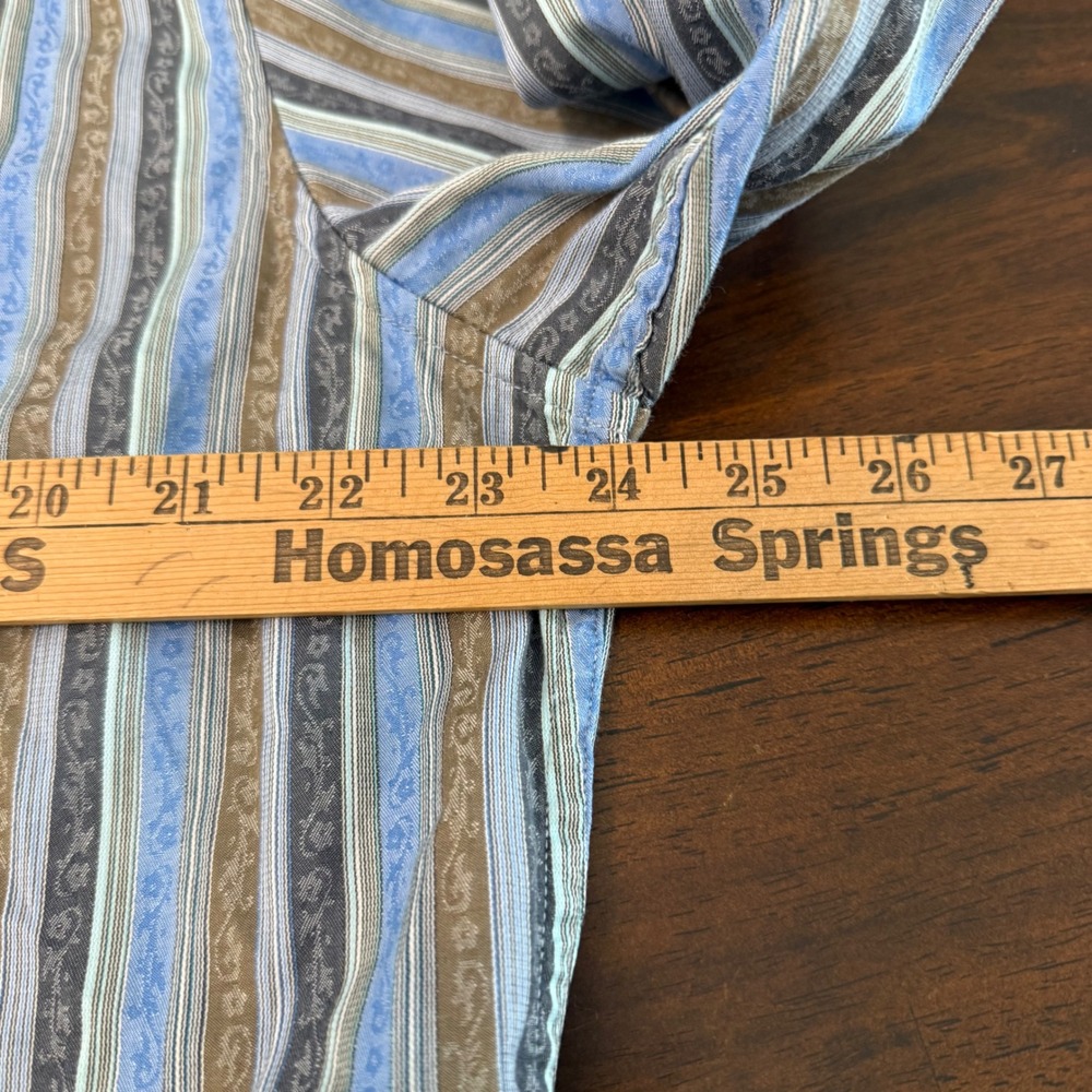 Robert Graham Mens XL Blue Brown Striped Floral Long Sleeve Button Down Shirt - Picture 6 of 9